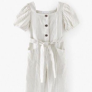 ZARA Kids Linen Jumpsuit Navy Stripes Size 11/12 yrs